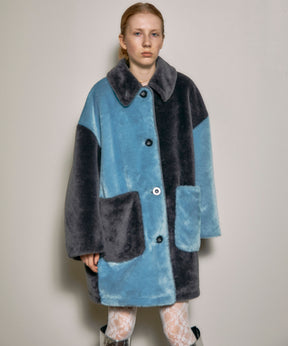 Bicolor Soutien Colored Fur Coat