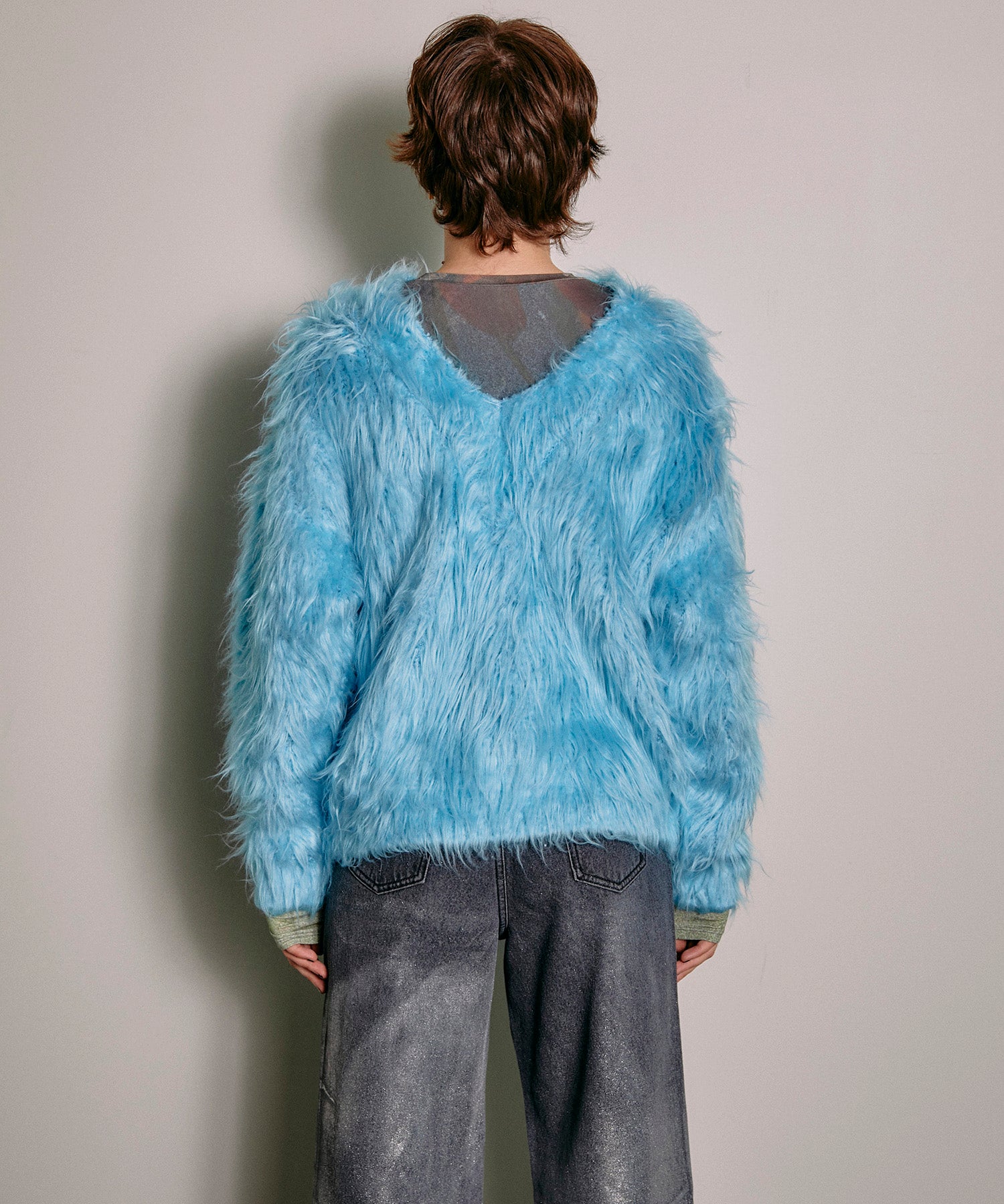 【SALE】2way V-neck Shaggy Knit Wear