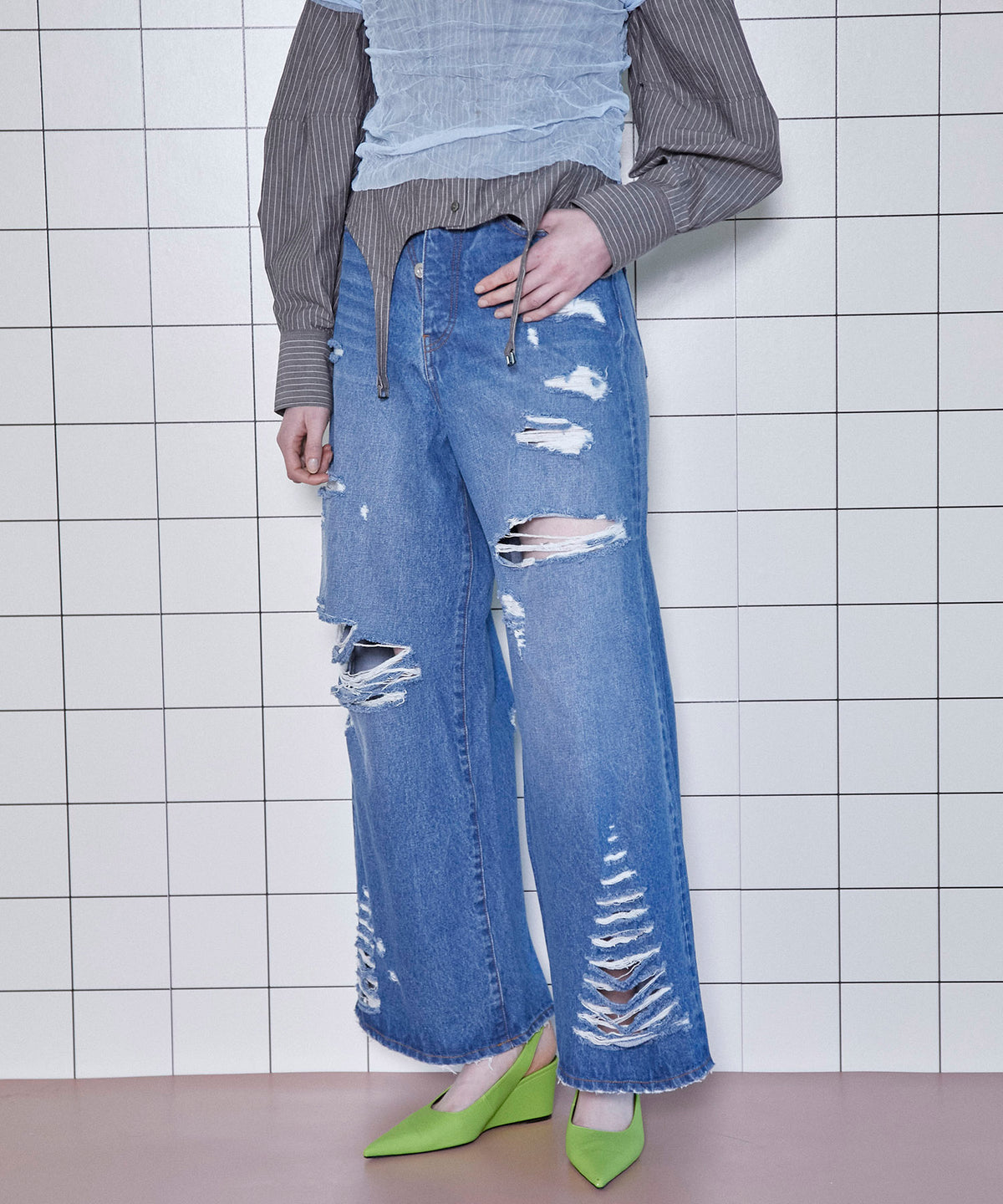 2way High Damage Denim Pants