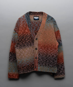 PINORI Long Space-Dye Gradation Prime-Over V-Neck Knit Cardigan