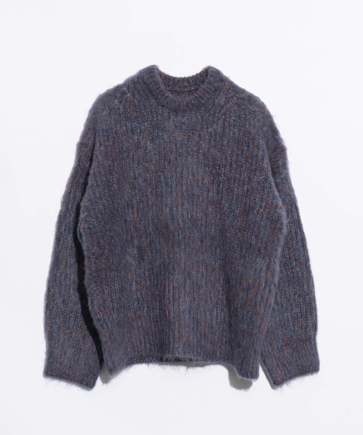 Mourine Brushed Kid Mohair Crew Neck Knit Pullover