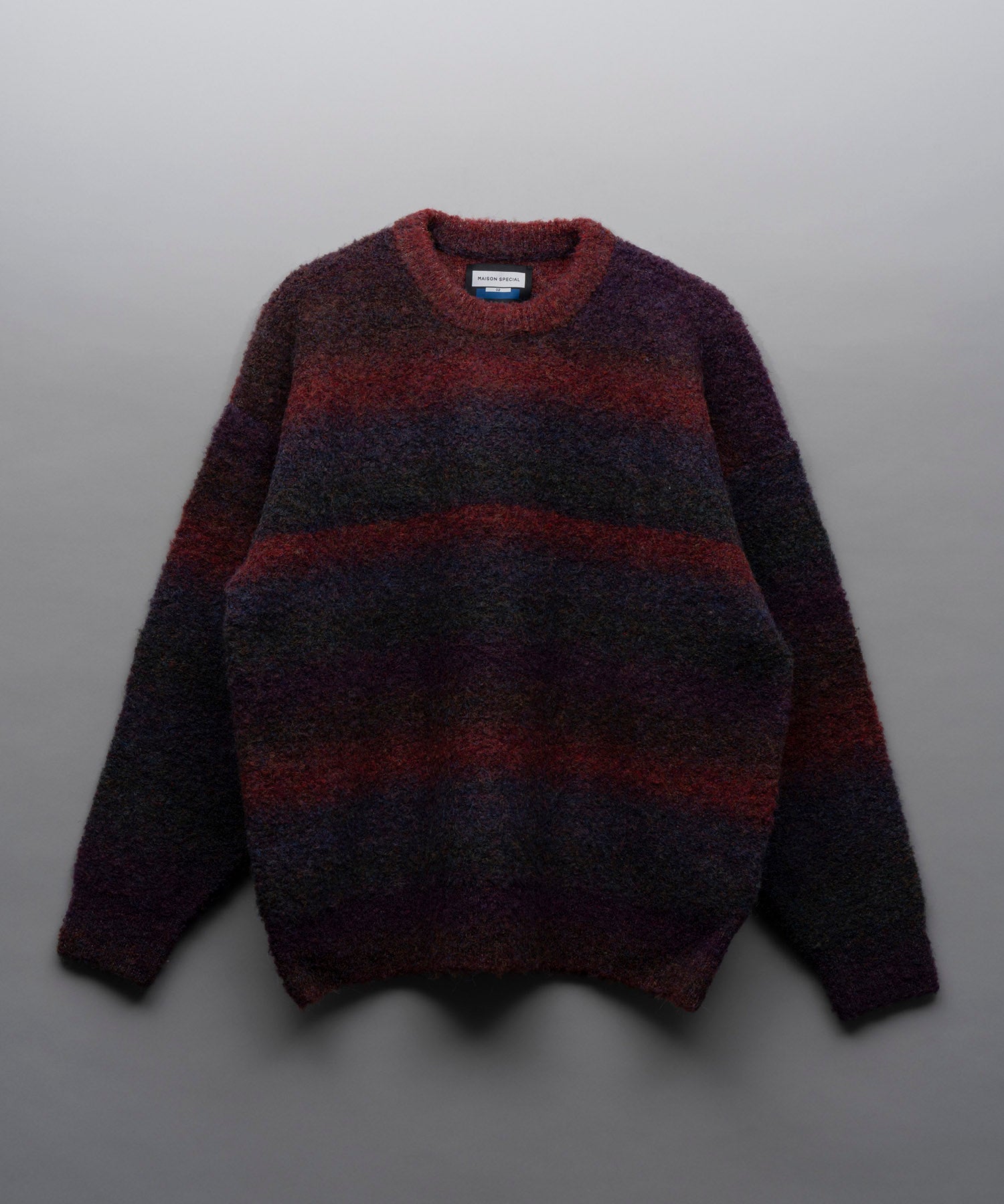 MOKOMOKO Gradation Border Prime-Over Crew Neck Knit Pullover