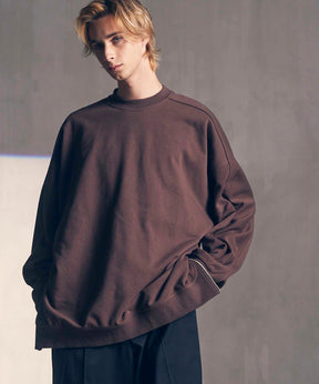 Heavy-Weight Sweat Prime-Over Side Zip Crew Neck Pullover