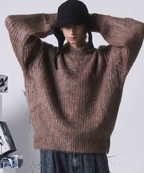 Mourine Brushed Kid Mohair Crew Neck Knit Pullover