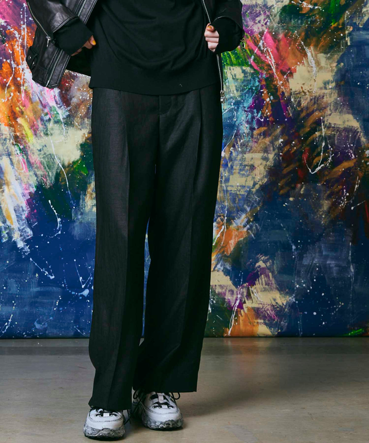 Calendering Triacetate One-Tuck Wide Pants