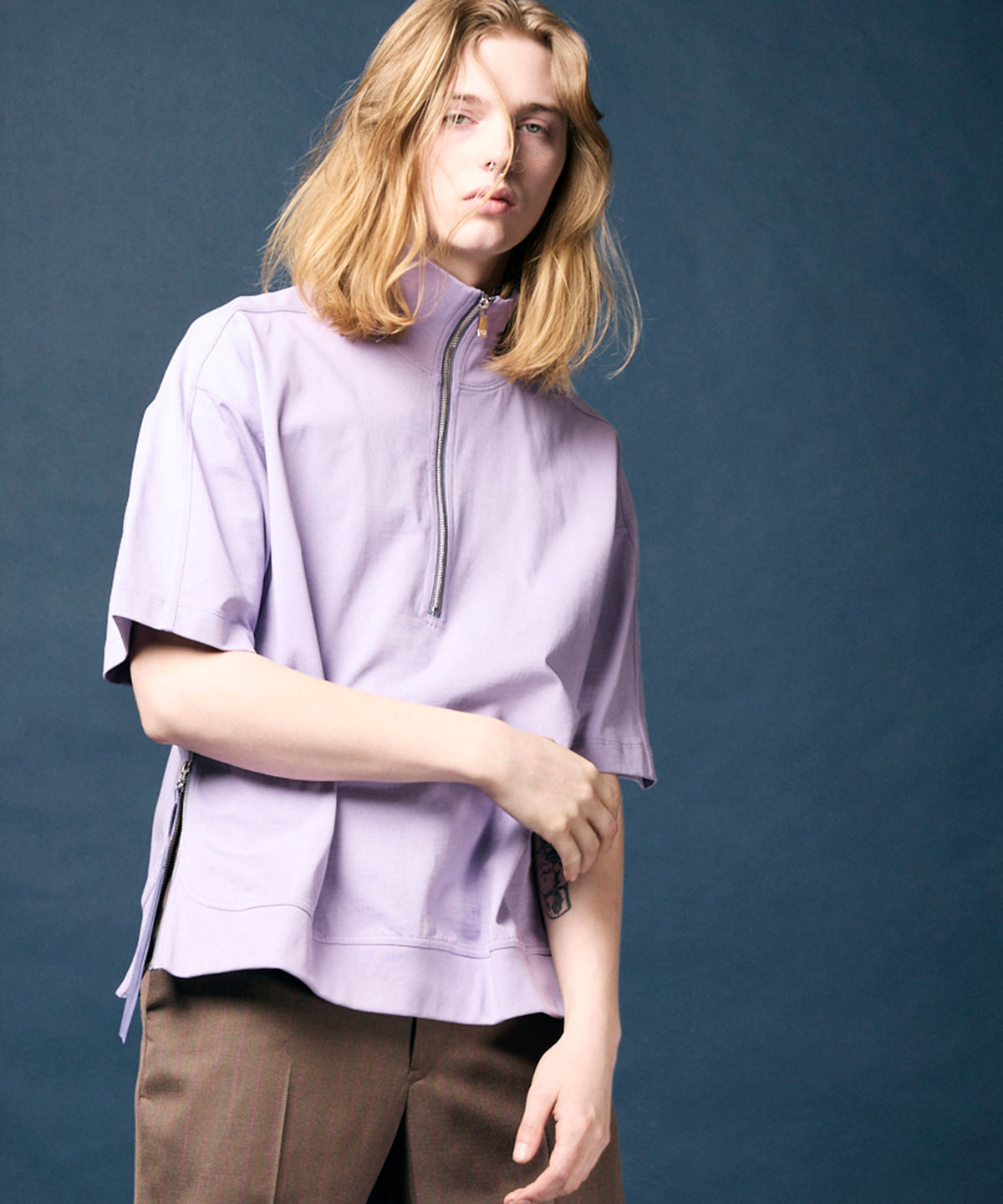 Heavy-Weight Cotton Prime-Over Half Zip T-Shirts