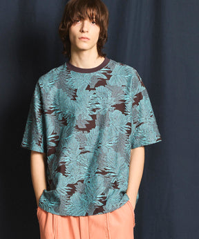 Leaf Back Cut Jacquard Prime-Over Crew Neck T-shirt