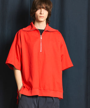 Heavy-Weight Cotton Prime-Over Sailor Collar Half Zip T-Shirts