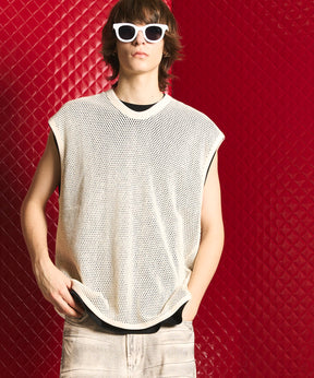 Prime-Over Mesh Sleeveless T-Shirt