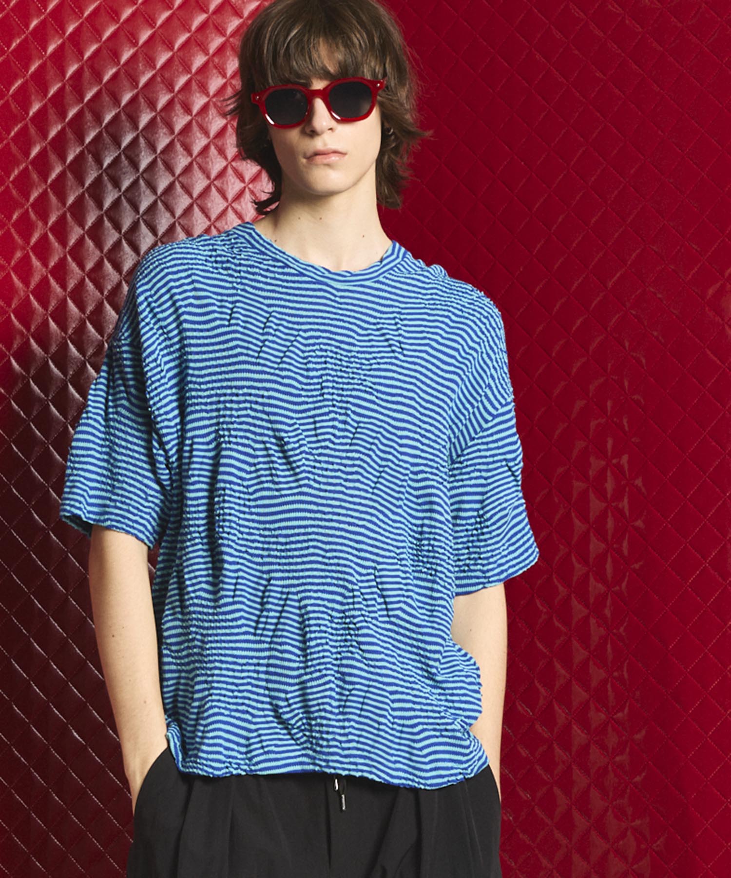 Links Jacquard Border Oversized Crew Neck T-shirt