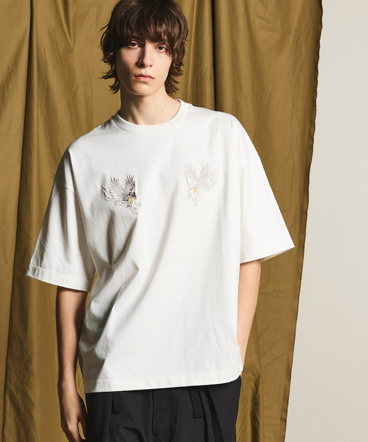 Eagle Embroidery Prime-Over Crew Neck T-shirt