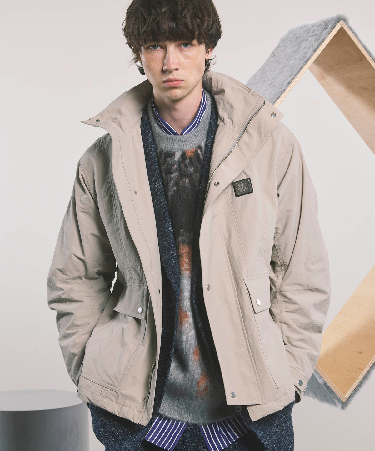 Washed Nylon Prime-Over Metal Plate Blouson