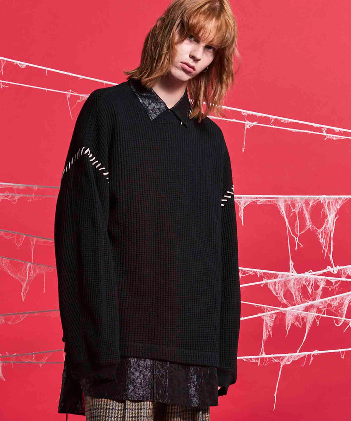 Prime-Over Oni-Waffle Damaged Long Sleeve Pullover