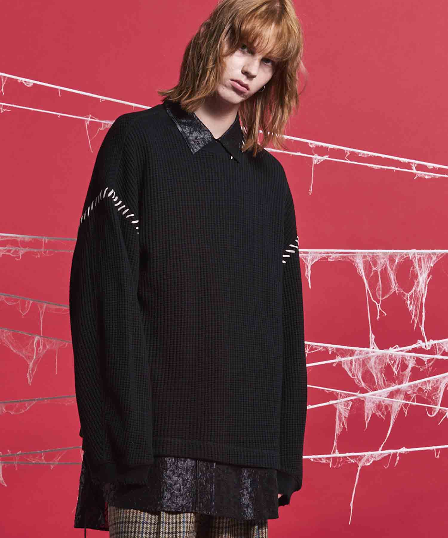 Prime-Over Oni-Waffle Damaged Long Sleeve Pullover