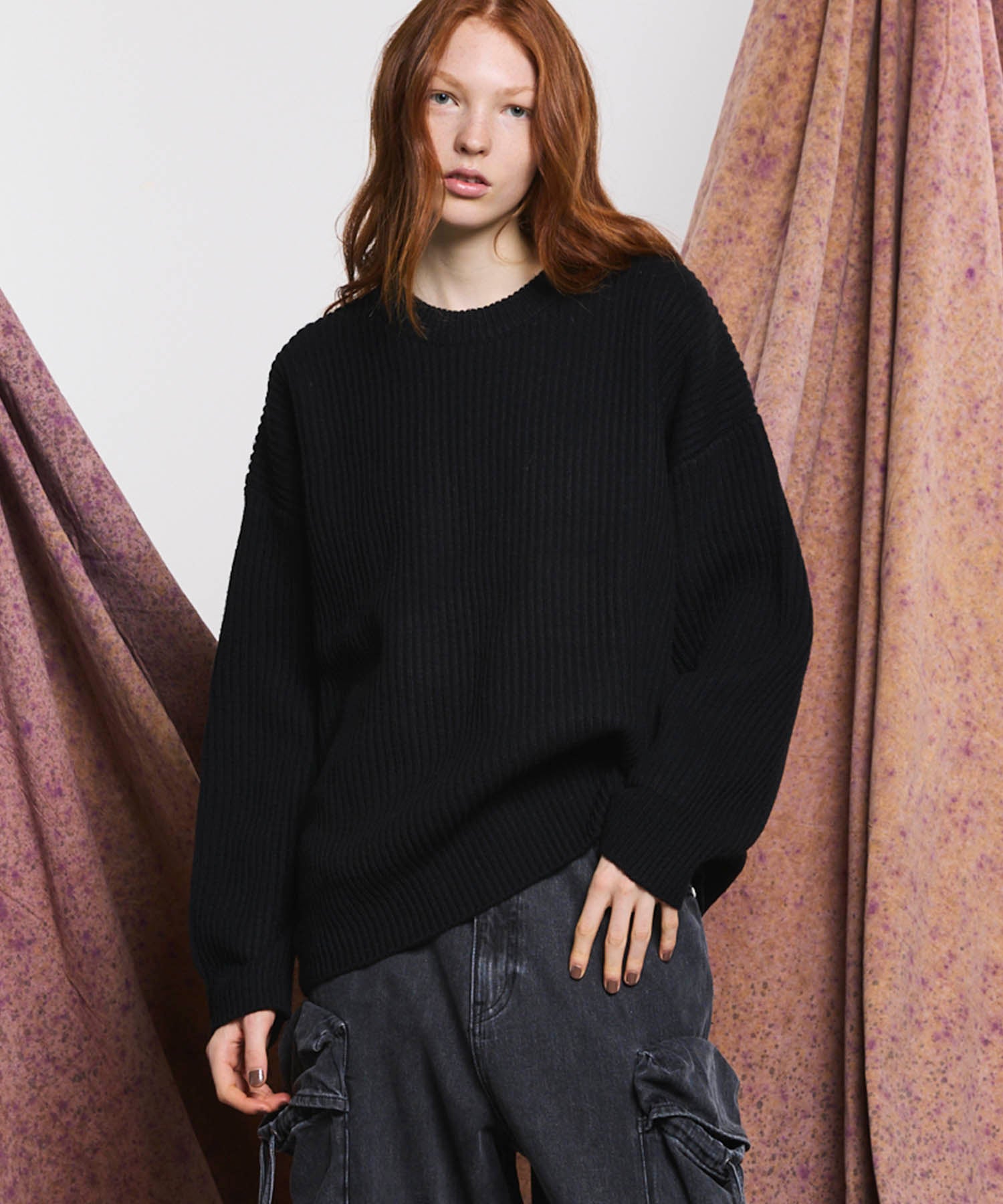 Prime-Over  Rib Crew Neck Knit Pullover