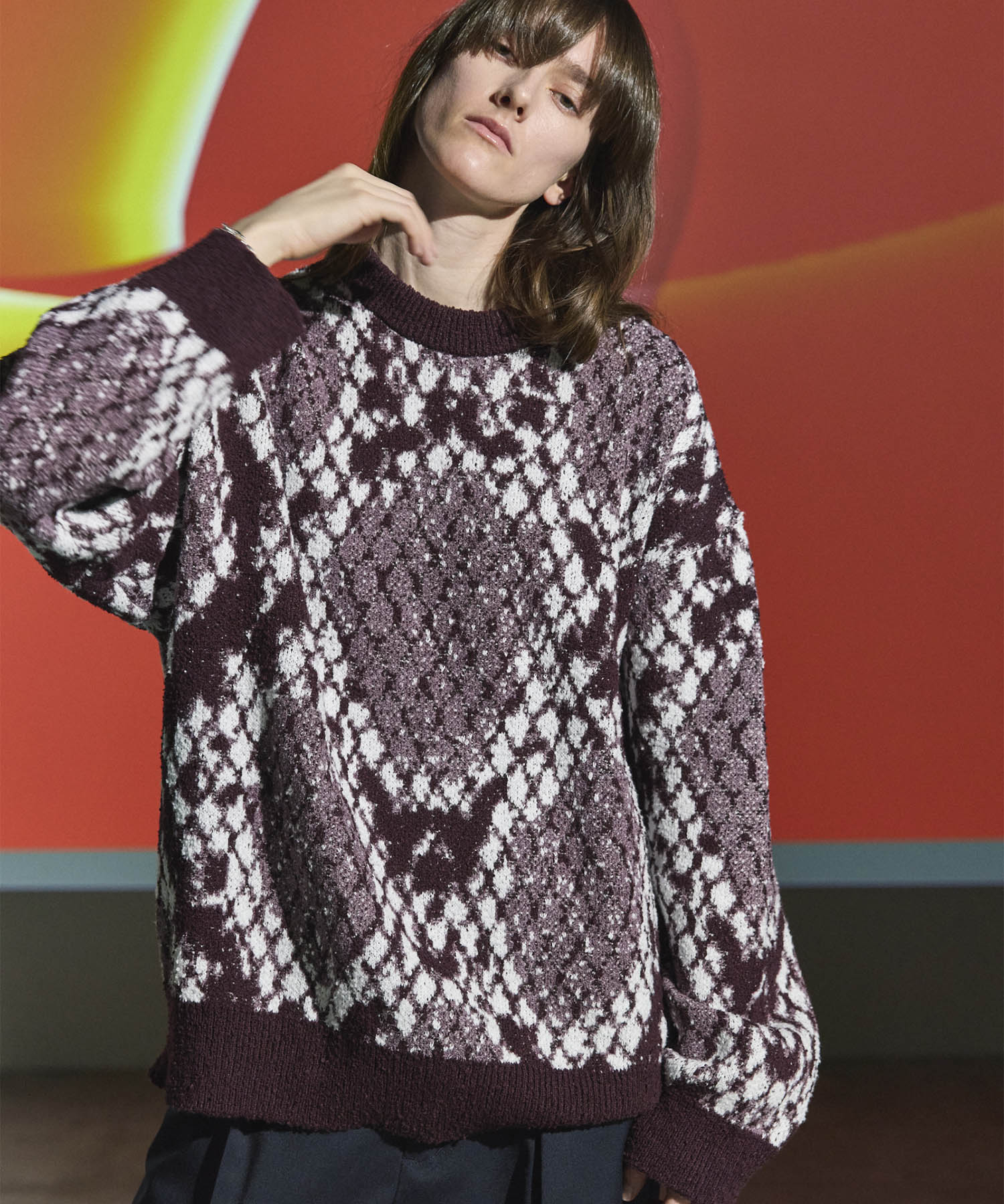 Prime-Over Python Crew Neck Knit Pullover