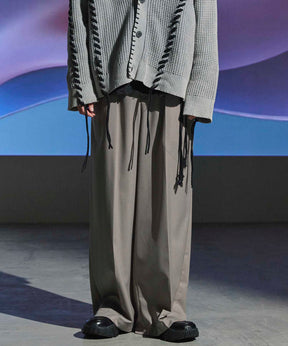 Wool Mix Continuous Tow-Tuck Wide Pants