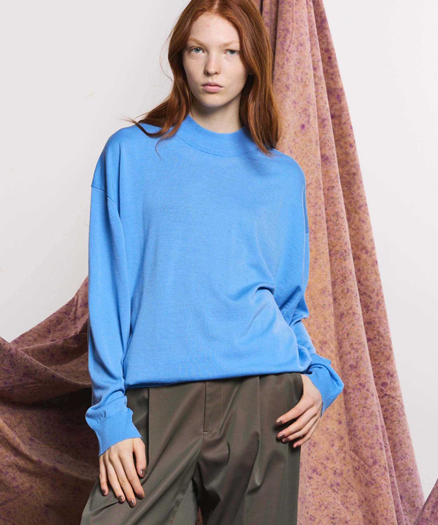 Super120s High Gauge Prime-Over Mock Neck Knit Pullover