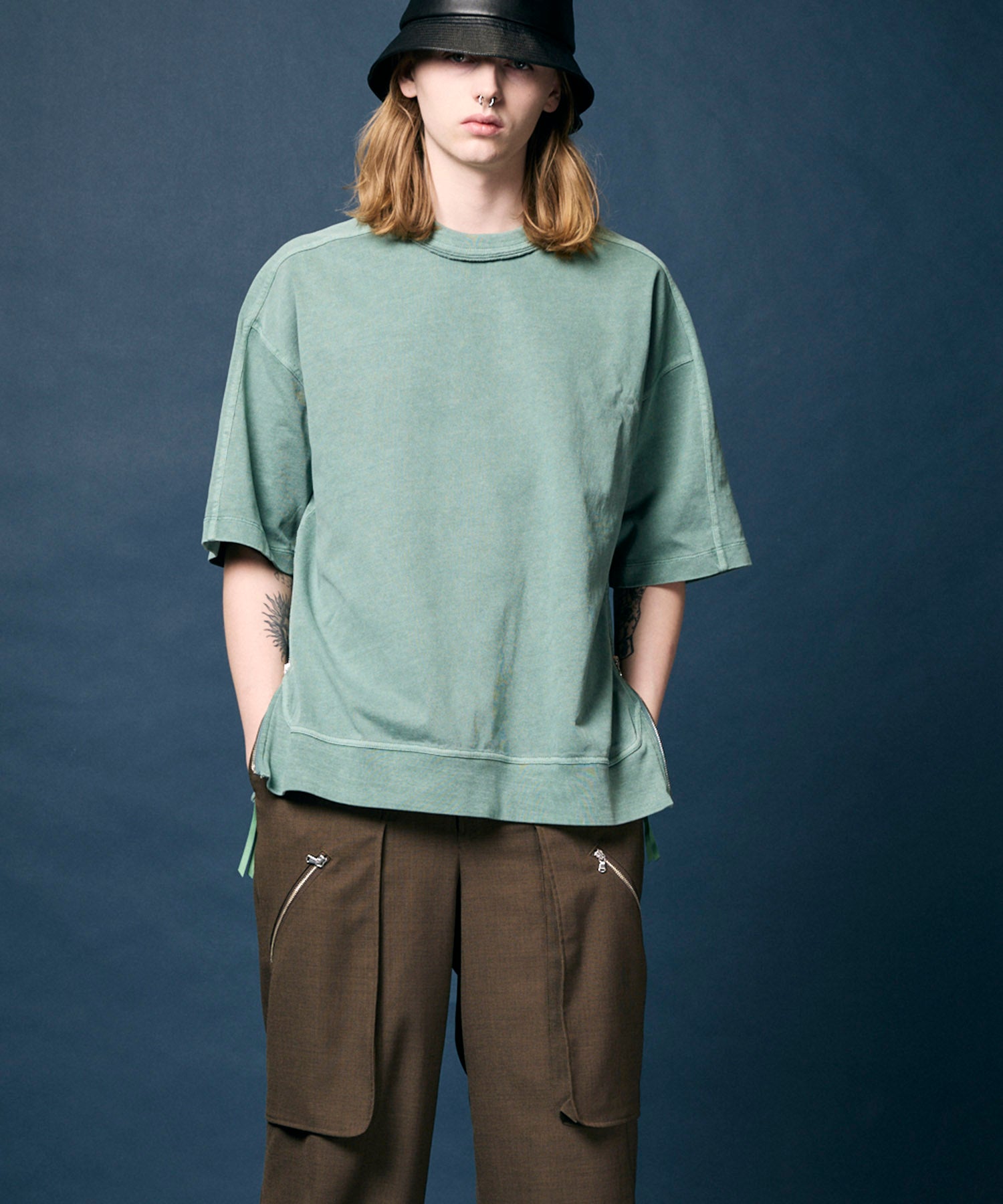 Heavy-Weight Cotton Prime-Over Side Zip Pigment T-Shirts