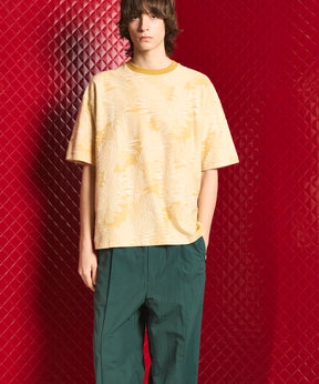 Leaf Back Cut Jacquard Prime-Over Crew Neck T-shirt