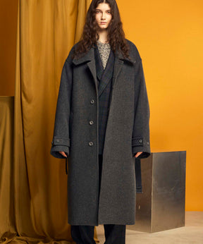 Super140s Prime-Over Forward Drop Melton Coat