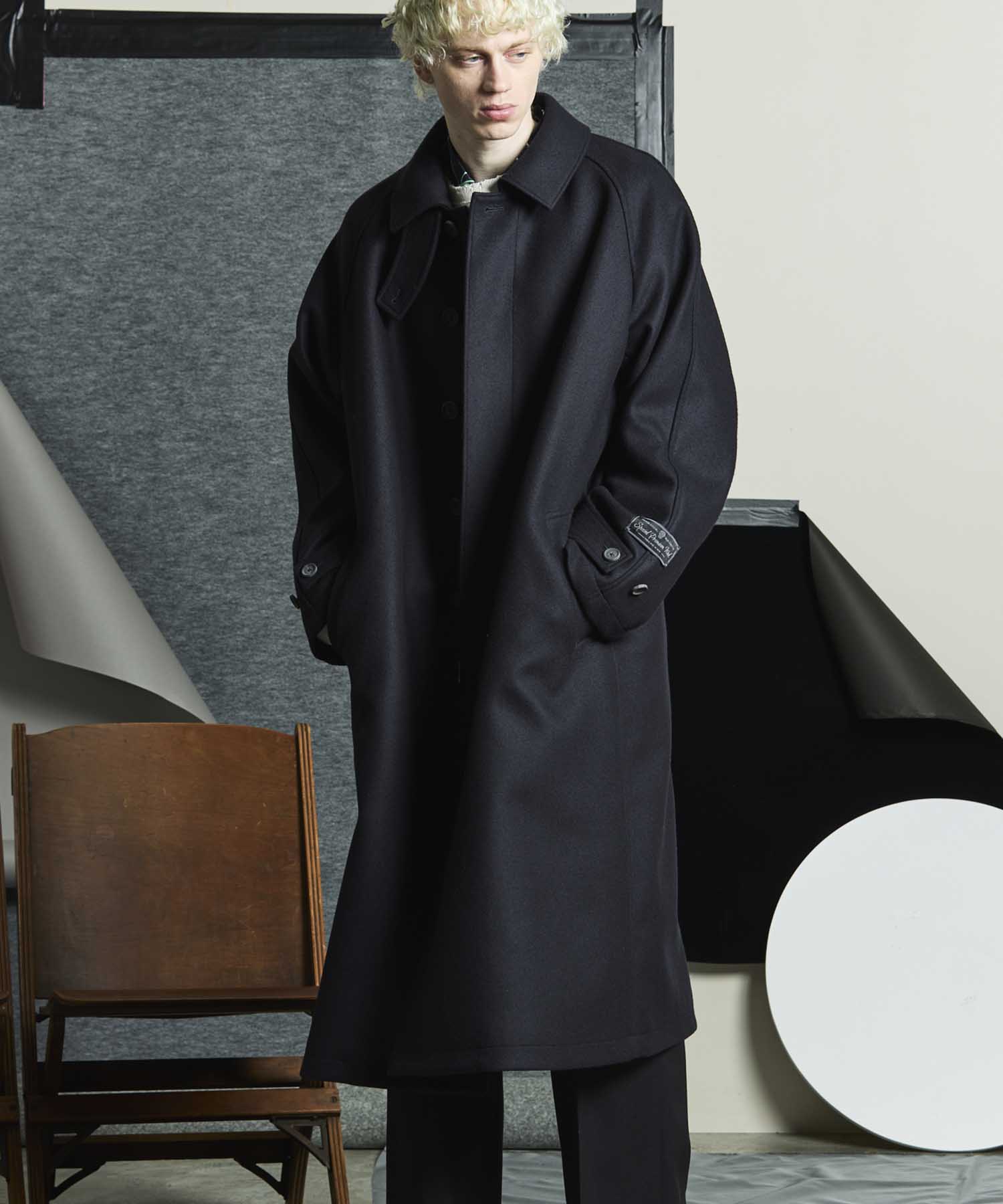 Super140s Prime-Over Melton Balmachan Coat