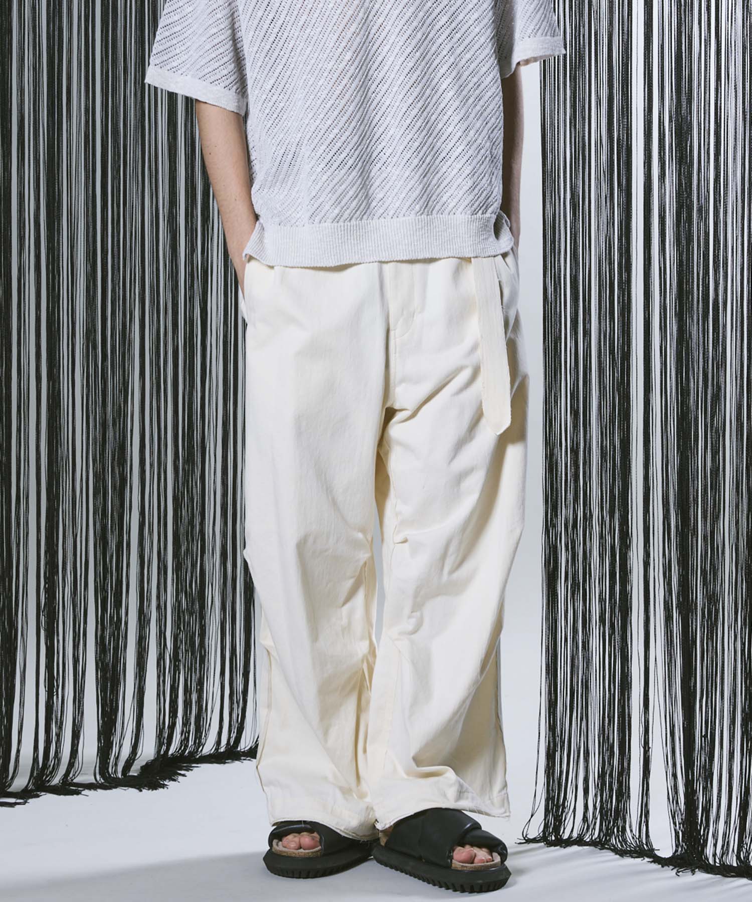 Cotton Belted Snow Wide Pants