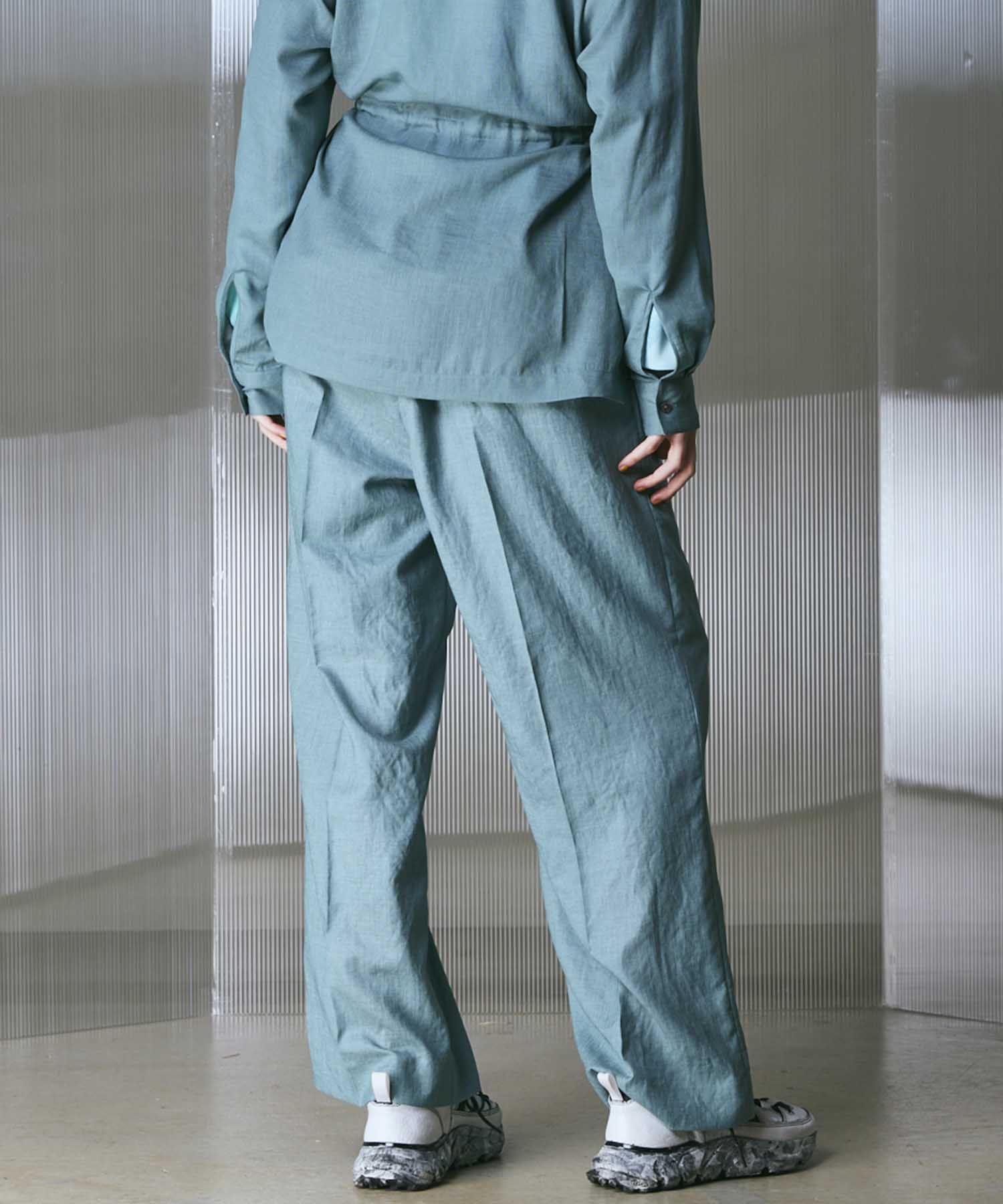 Calendering Triacetate One-Tuck Wide Pants