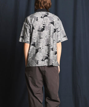 Leaf Back Cut Jacquard Prime-Over Short Sleeve Polo Shirt