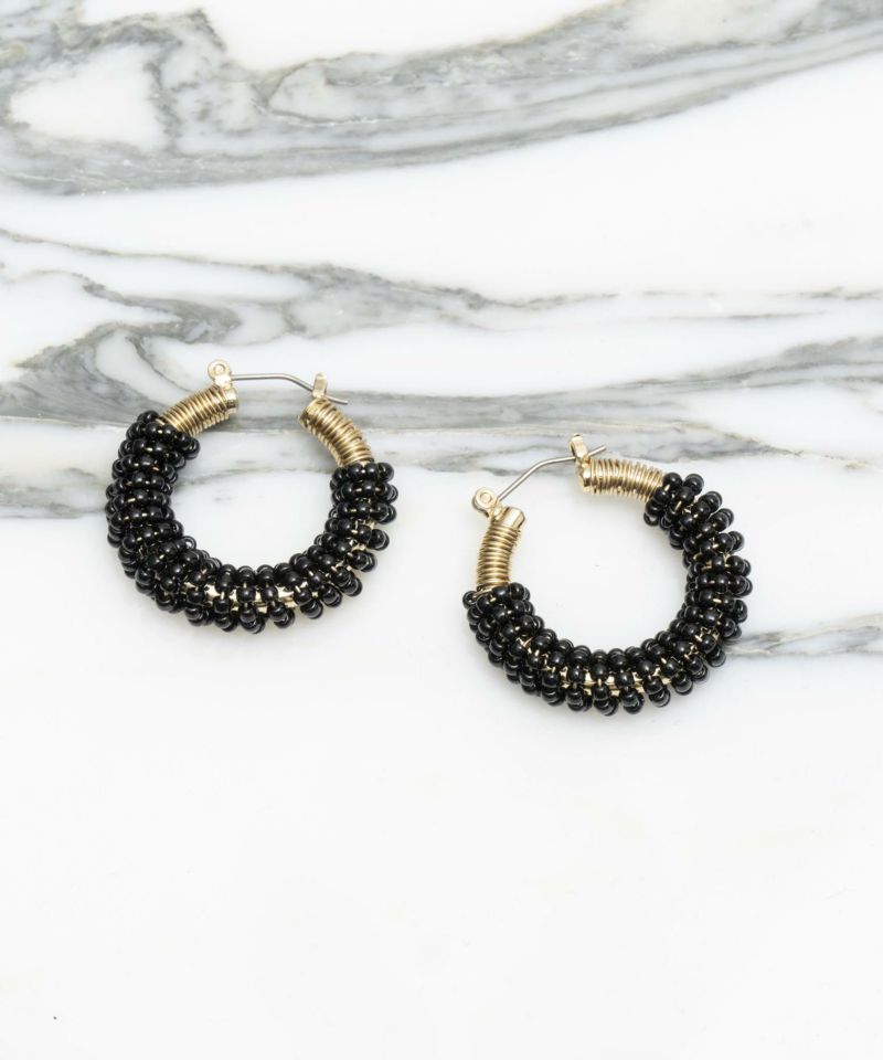 Beads Hoop Pierced Earrings