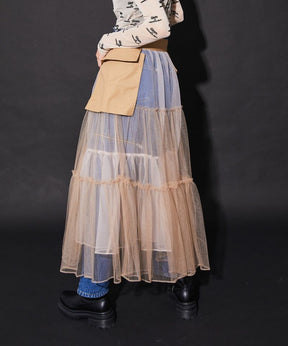 Tulle Tiered Belt Skirt