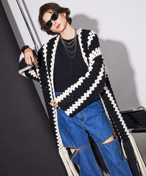 【SALE】Hand Crochet Fringe Cardigan