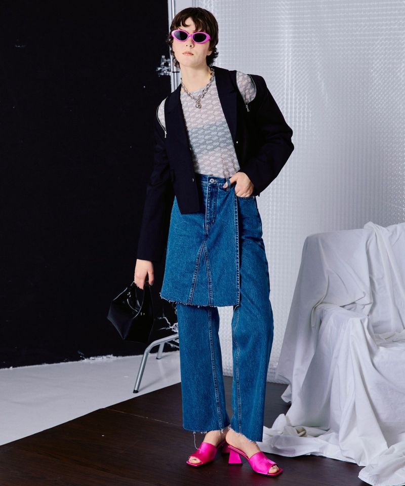 【SALE】Layered Wrap Denim Pants