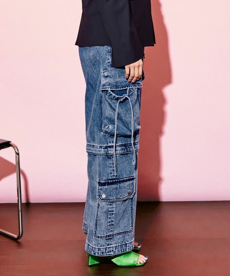 Low Waist Cargo Denim Pants