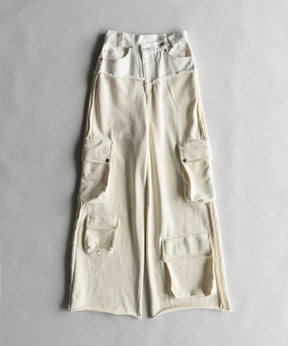 【SALE】Cut Off Denim Layered Sweat Pants