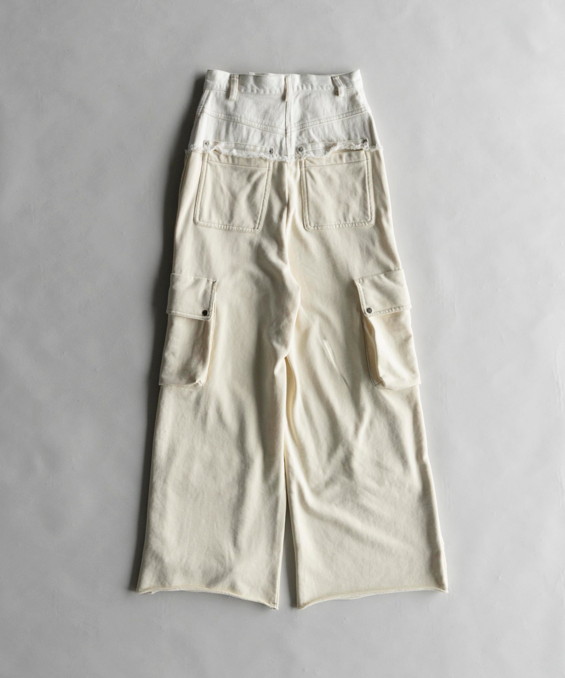 【SALE】Cut Off Denim Layered Sweat Pants