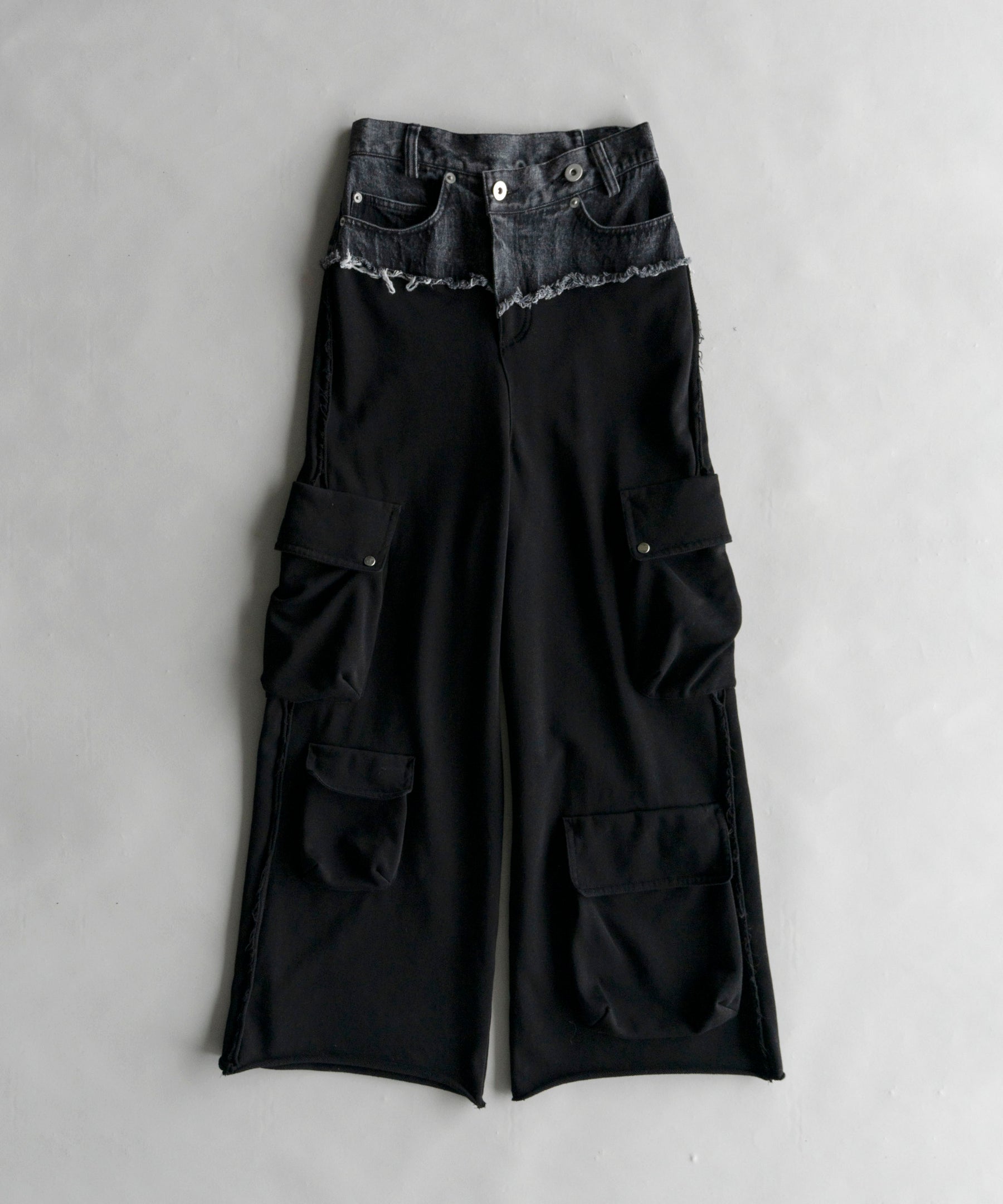 【SALE】Cut Off Denim Layered Sweat Pants