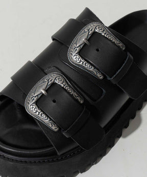 【SPECIAL SHOES FACTORY COLLABORATION】Italian Vibram Sole Double Monk Buckle Sandal Made In TOKYO