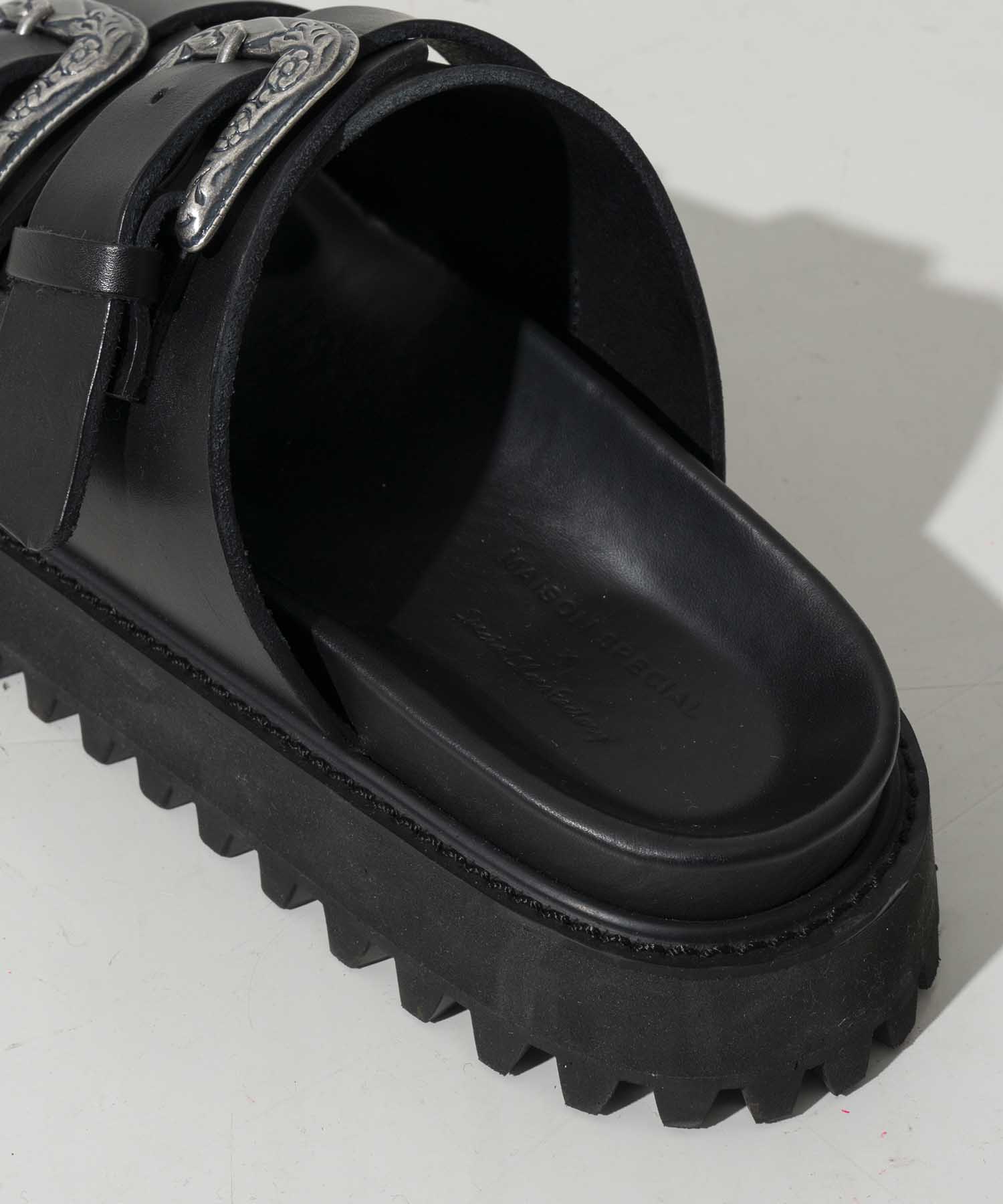 【SPECIAL SHOES FACTORY COLLABORATION】Italian Vibram Sole Double Monk Buckle Sandal Made In TOKYO