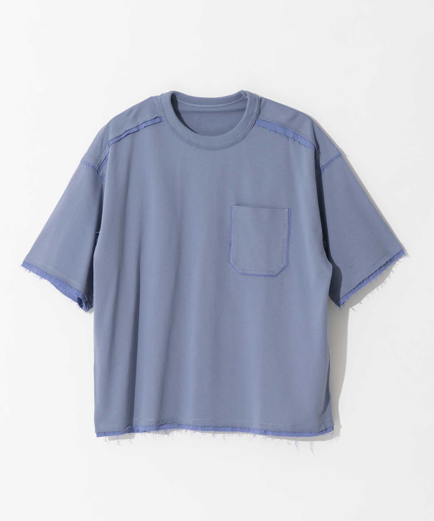 Cut-Off Prime-Over Crew Neck Pocket T-Shirt