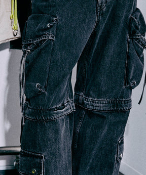 Low Waist Cargo Denim Pants